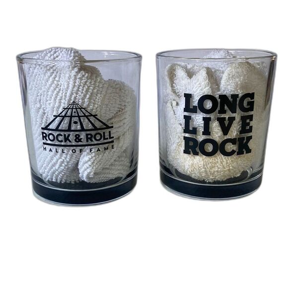 ROCK AND ROLL Hall of Fame Long Live Rock Pair of Rocks Drinking Glasses - Picture 2 of 8